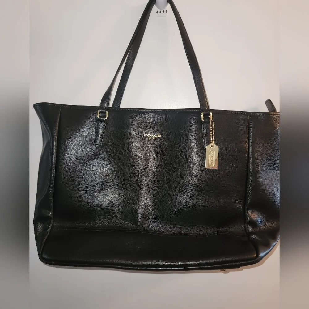 Coach Black Saffiano Leather Tote Bag
